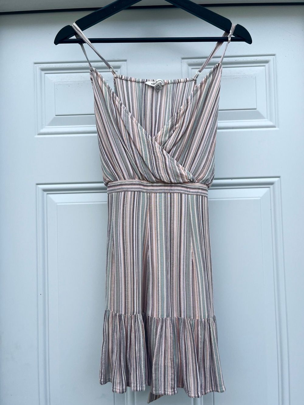 American Eagle Romper Ruffled Multicolored Striped Summer Boho Size Small